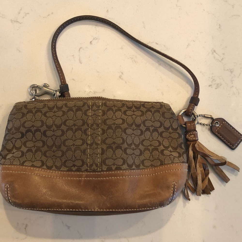 COACH Brown Leather Wristlet